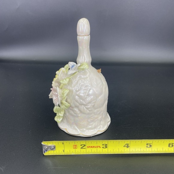 Bell Porcelain Dinner 3D Sculpted Iridescent Spring Floral Gold Trim 6"  Vintage - Picture 10 of 10